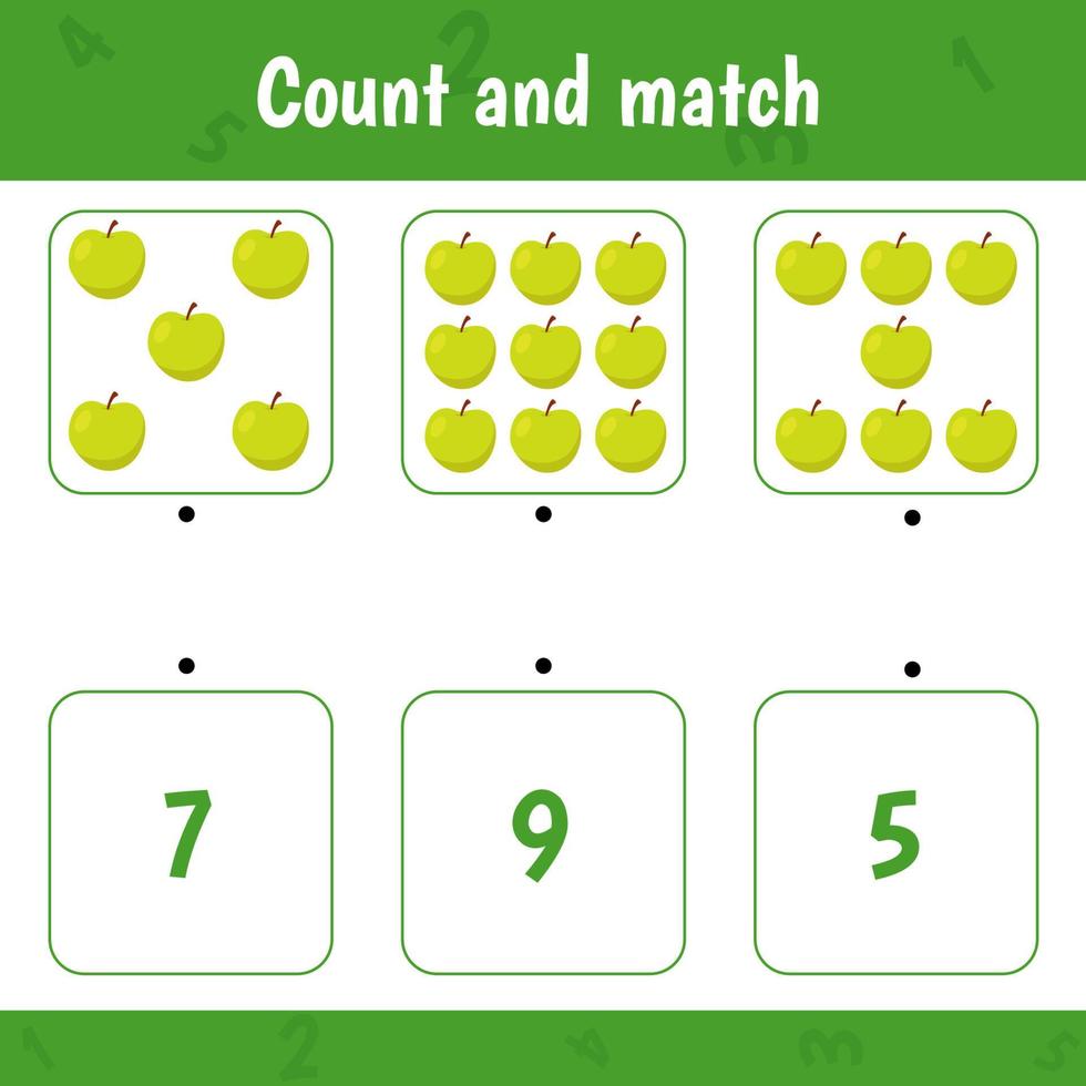 Count and match. Apple vector