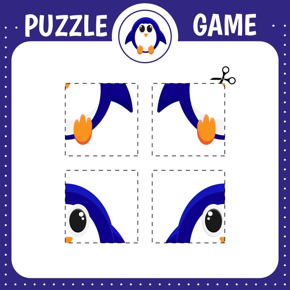 Puzzle game for kids. Penguin vector