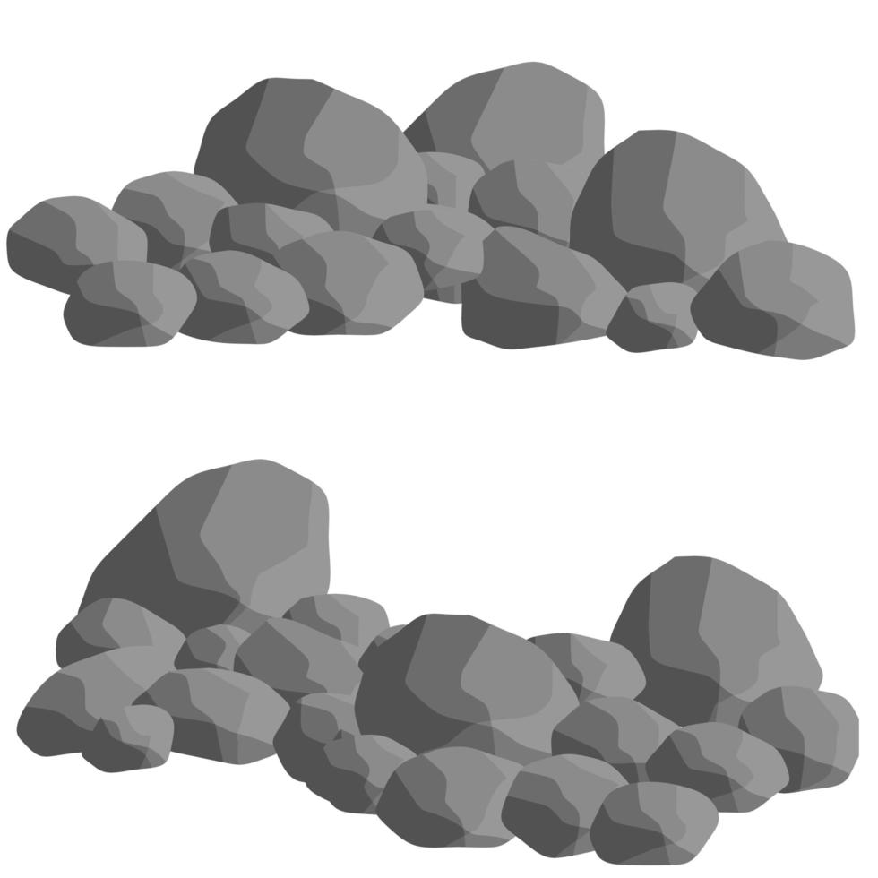 conjunto de piedras de granito gris de forma diferente vector