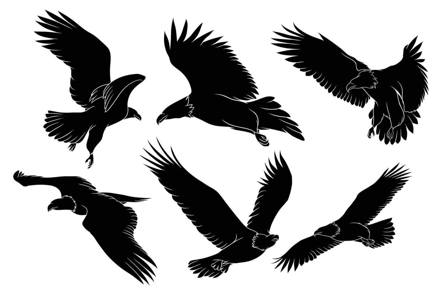 hand drawn silhouette of eagle vector