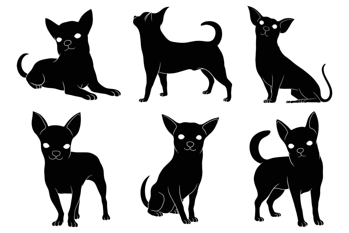 hand drawn silhouette of chihuahua vector