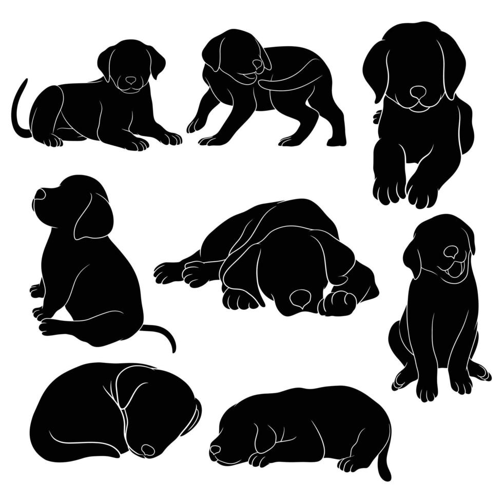 hand drawn silhouette of puppy vector