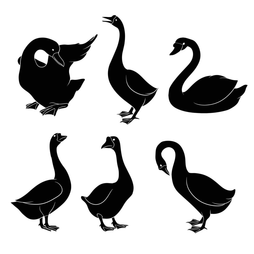 hand drawn silhouette of goose vector