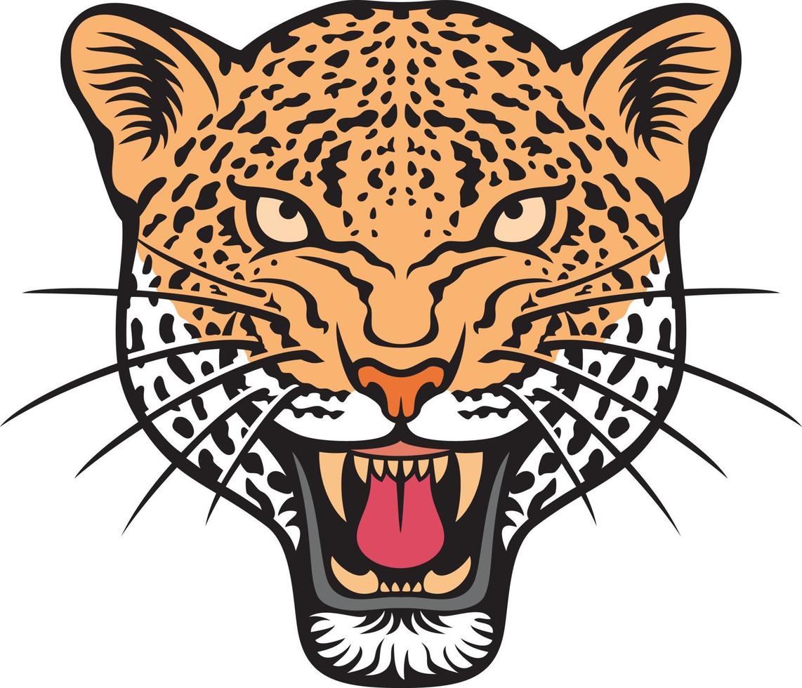 Leopard face - animal head color. Vector illustration.