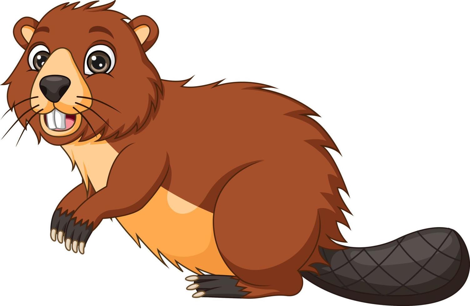 Cartoon funny beaver on white background vector