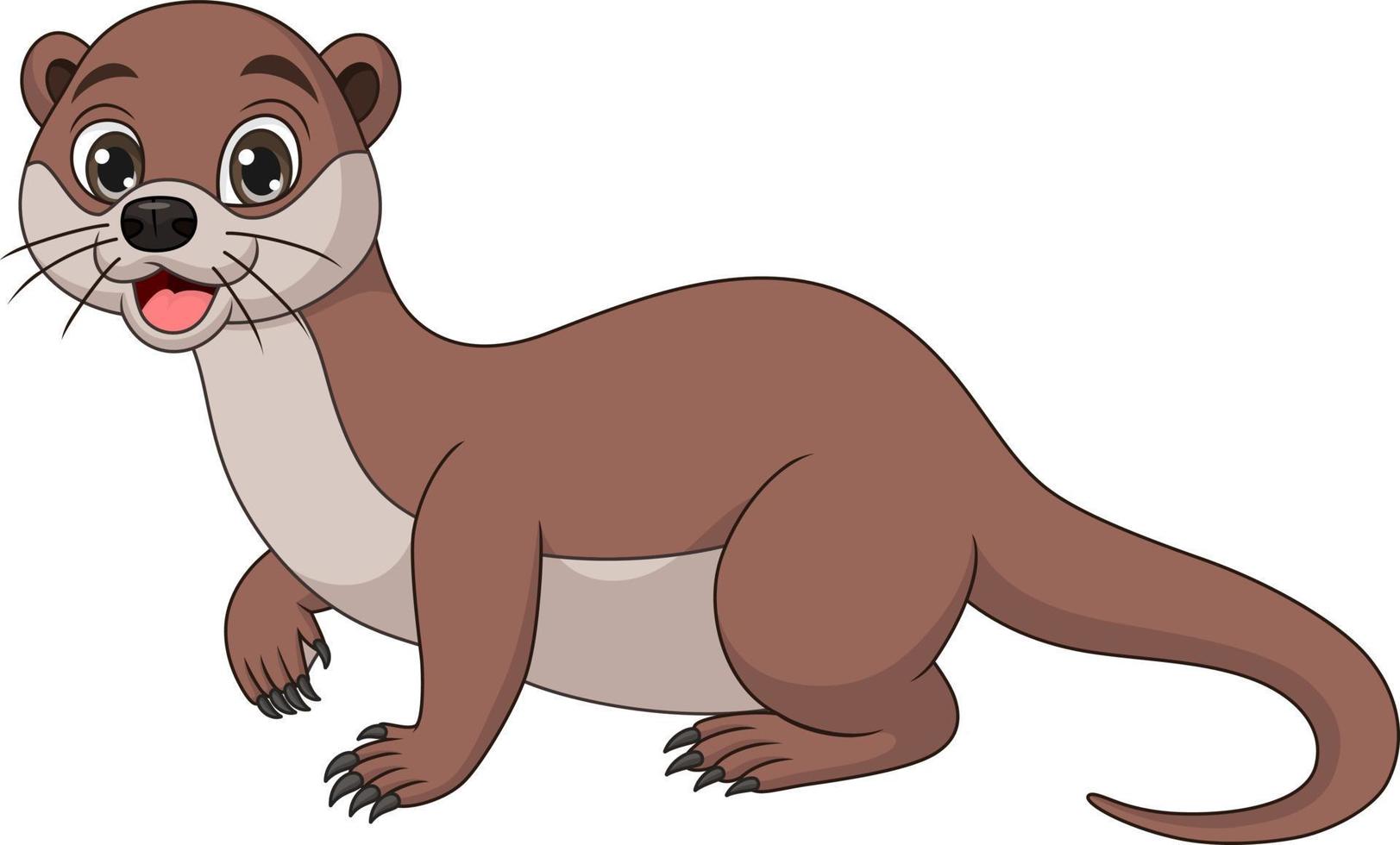 Cute little otter cartoon posing vector