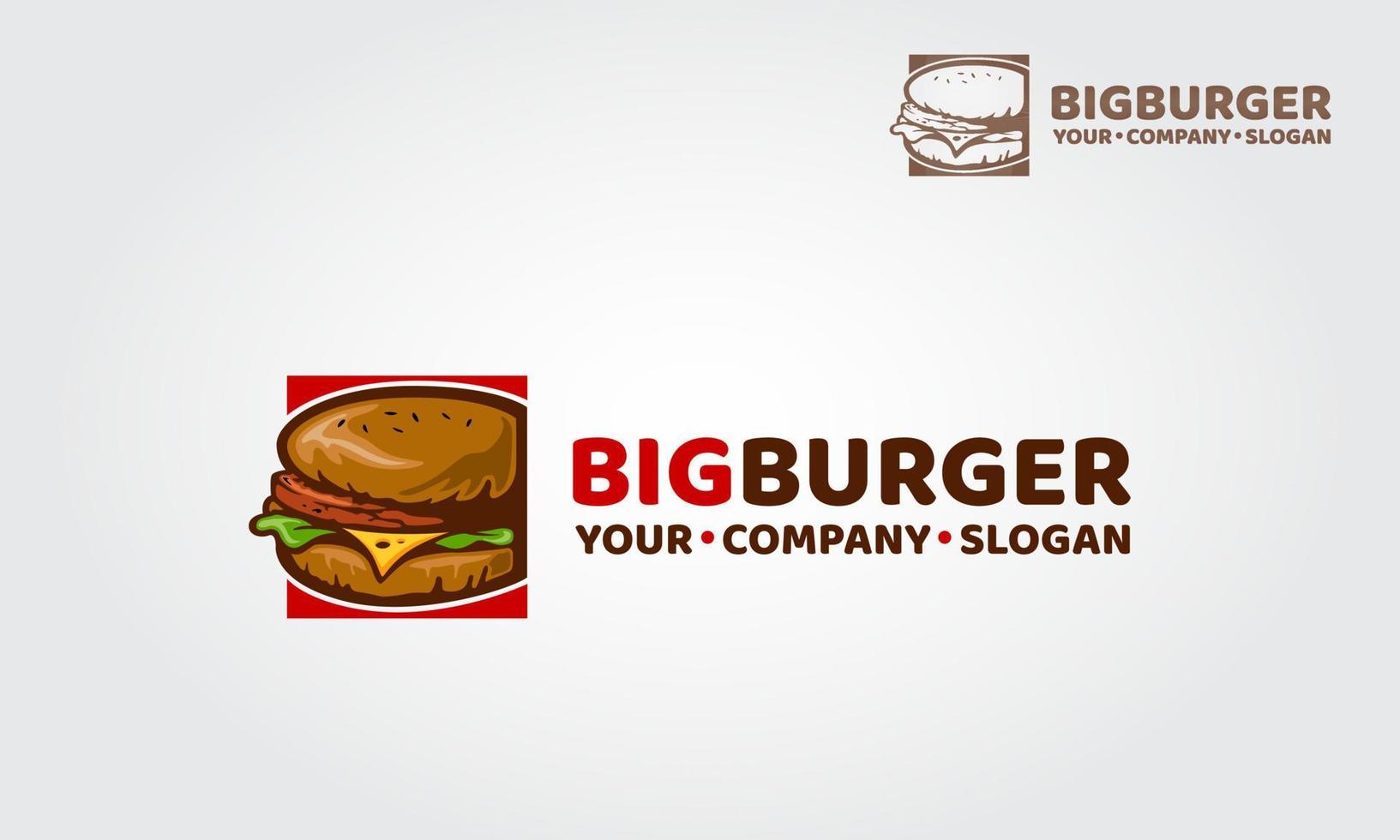 ilustración de logotipo de vector de hamburguesa grande. este diseño será excelente para promocionar las especificaciones de su camión de comida de restaurante de café.