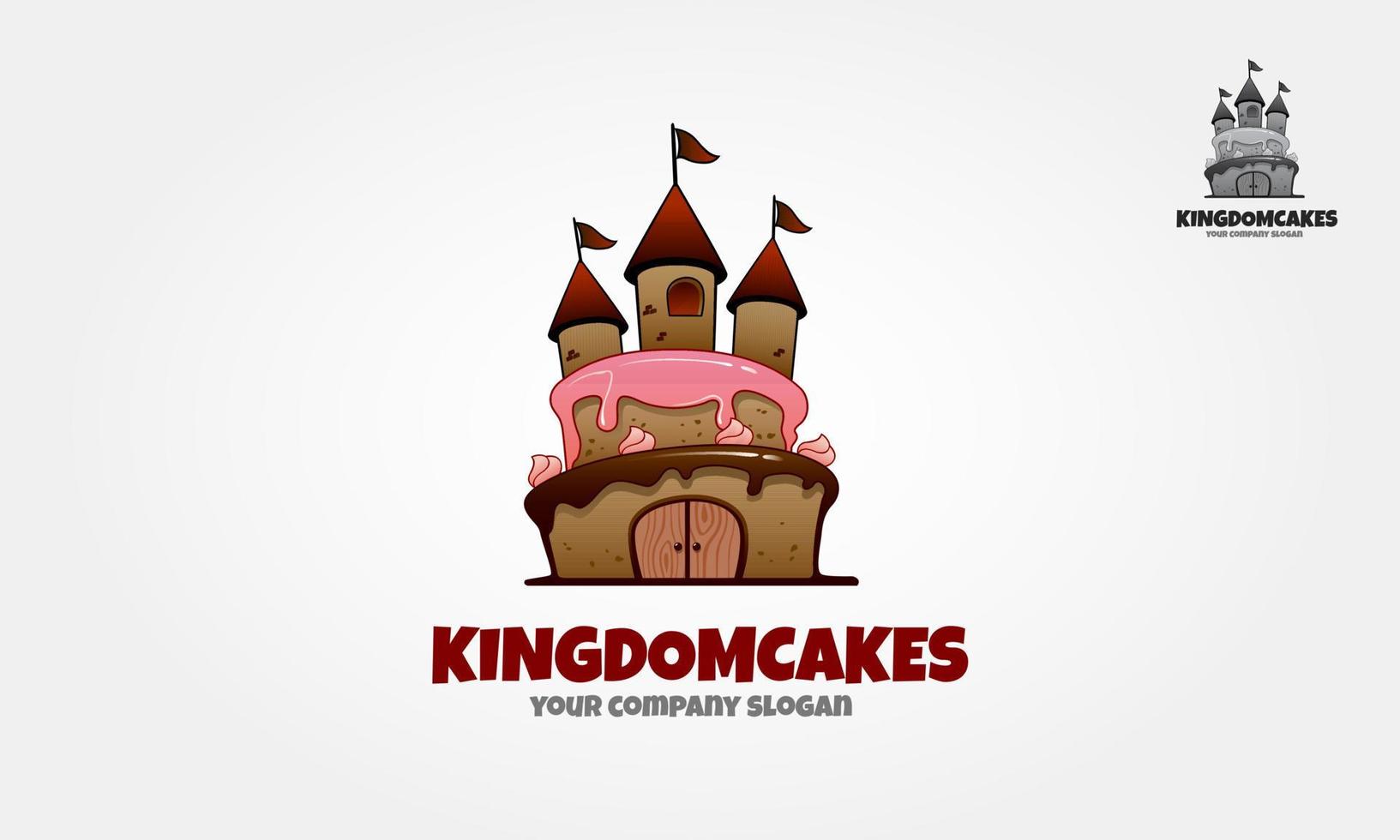 Kingdom Cakes Vector Logo Illustration. It's smart and clean logo while still having a fun side. Logo templates which can be used for cake shop or any others business related.