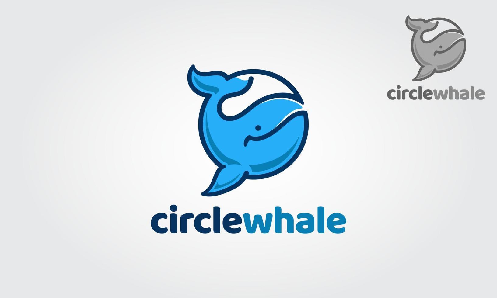 Circle Whale Vector Logo Template. A fun, professional, clean cute, and quirky logo.