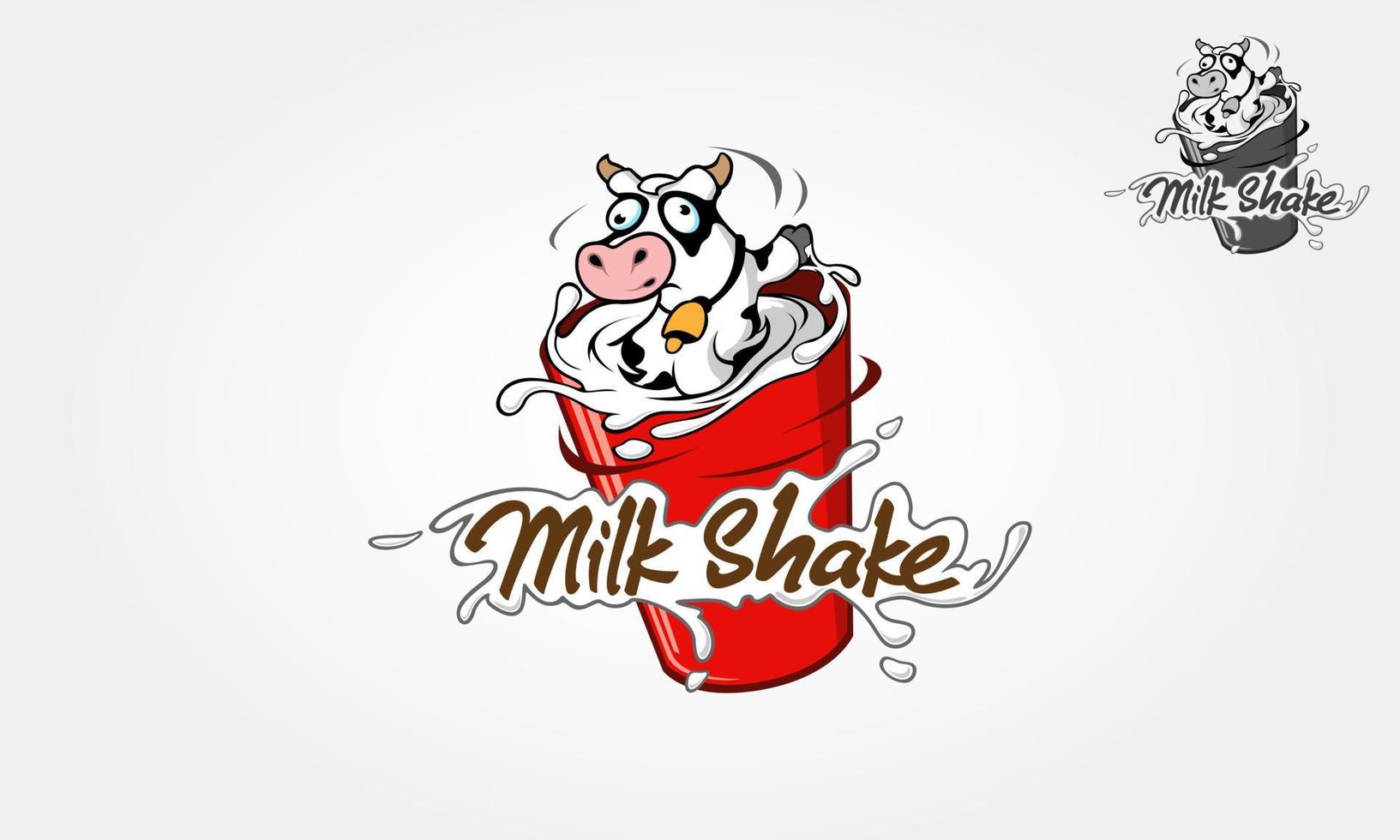 Milk Shake Logo Cartoon Character. Vector logo illustration of milkshake.