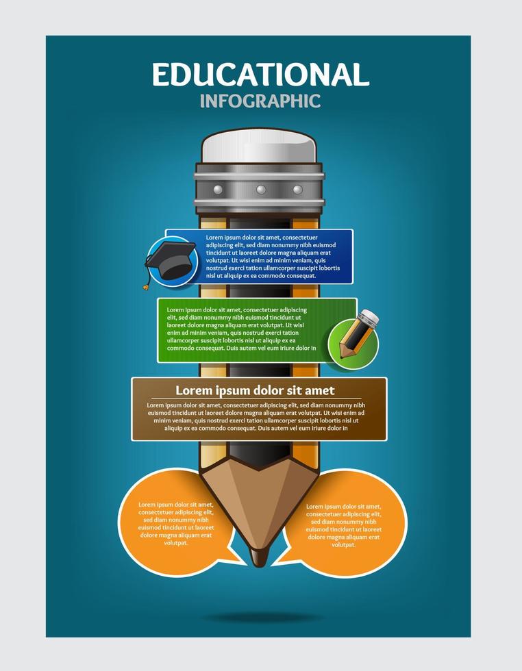 plantilla infográfica con lápiz. ilustración vectorial de infografía educativa. vector