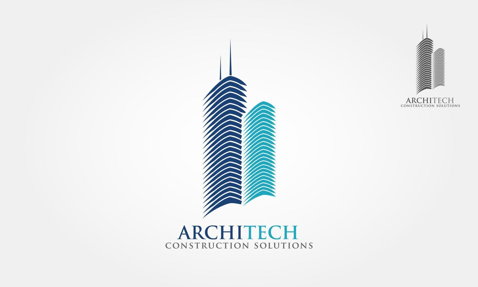 Construction Solutions Vector Logo Template.  Architect Construction Idea. Logo of a stylized and abstract buildings.