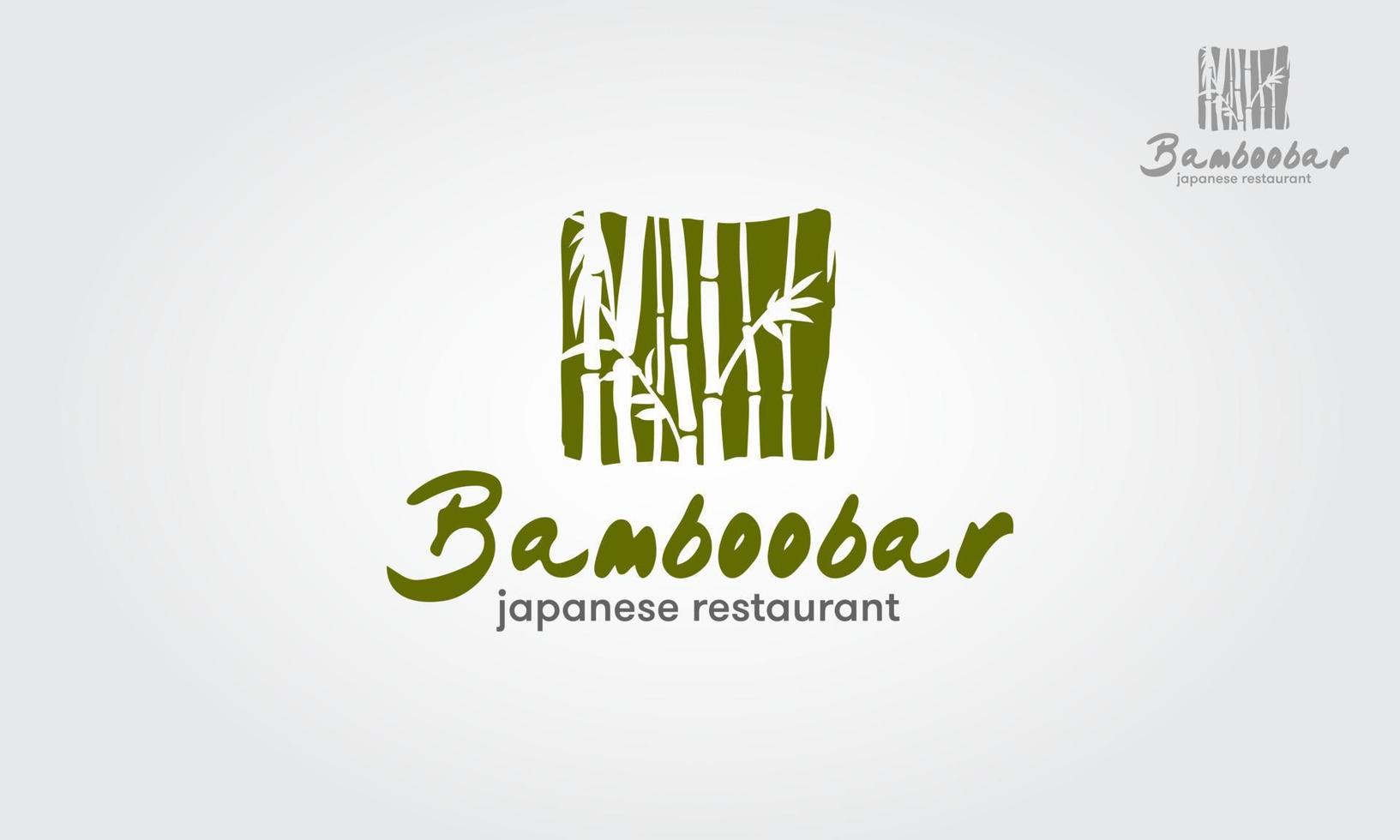 logotipo de vector de restaurante japonés de barra de bambú. ilustración del logotipo del vector del restaurante japonés. plantilla de vector de diseño de logotipo de estilo de bosque de bambú.