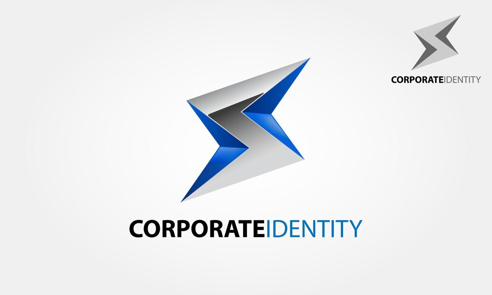 plantilla de logotipo de vector de identidad corporativa. flash de rayo plateado. elemento de vector de diseño de logotipo. diseño de logotipo y símbolo de vector de empresa s.