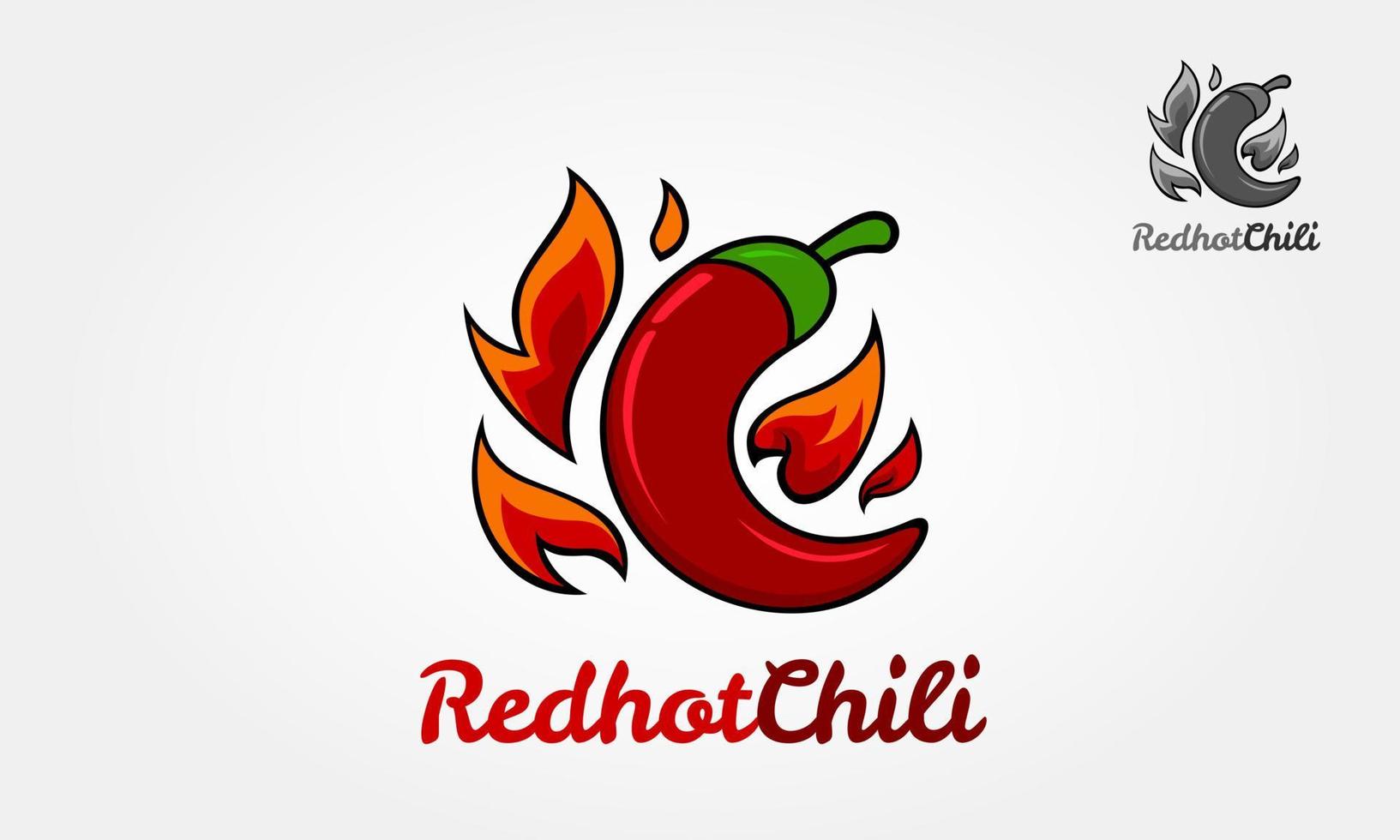 plantilla de logotipo de vector de chile rojo caliente. ilustración vectorial del logotipo de ají en el fuego.