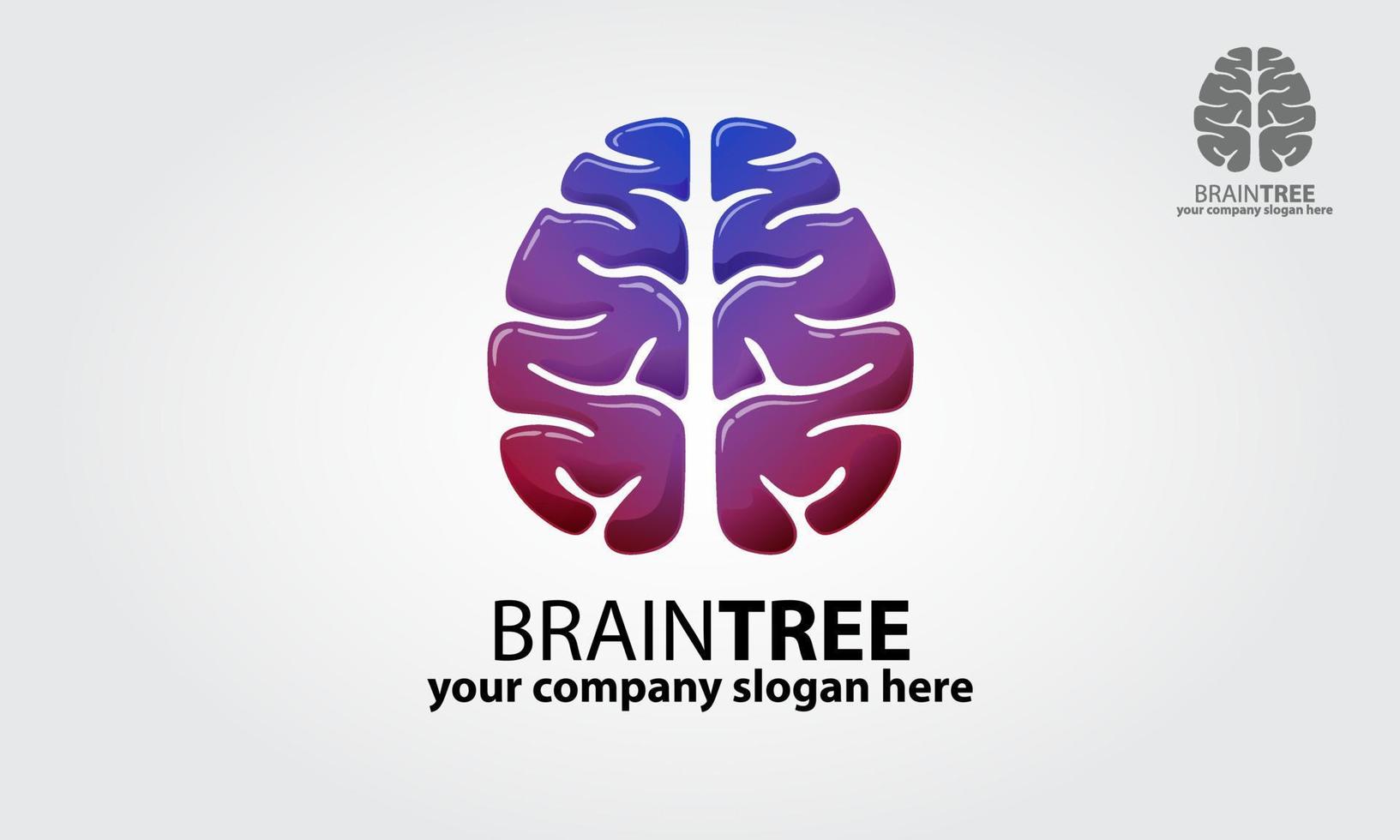 Brain Tree Vector Logo Template. Logo of a stylized tree made with brain. Excellent logo,simple and unique.