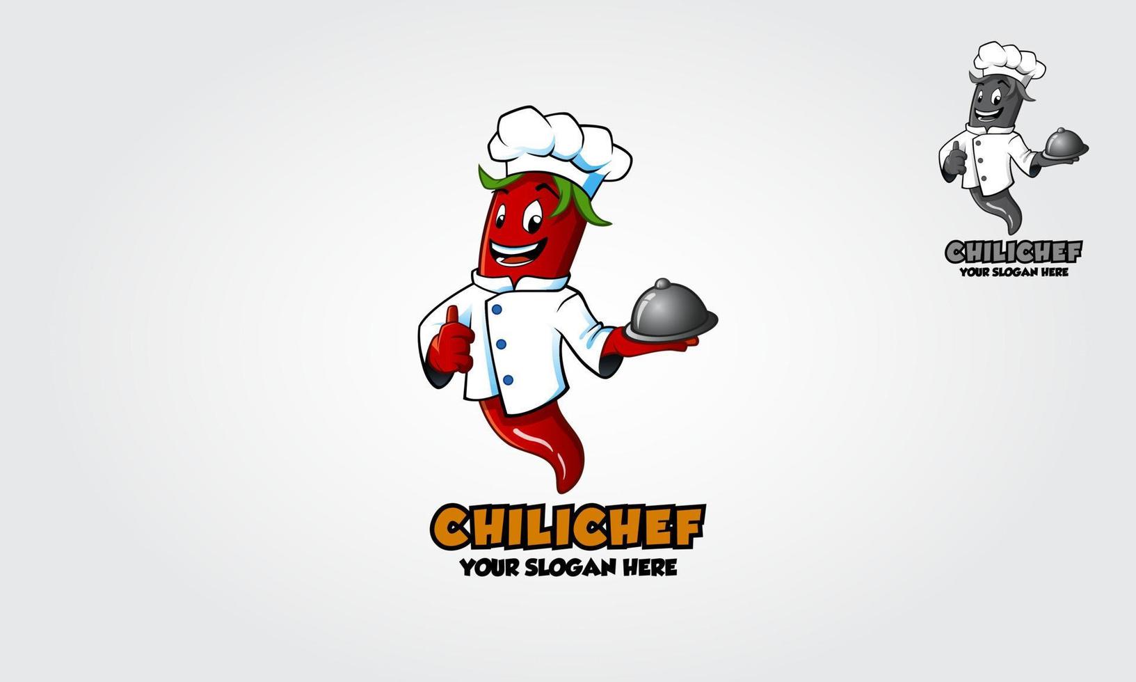 Chili Chef Cartoon Character. Vector logo illustration.