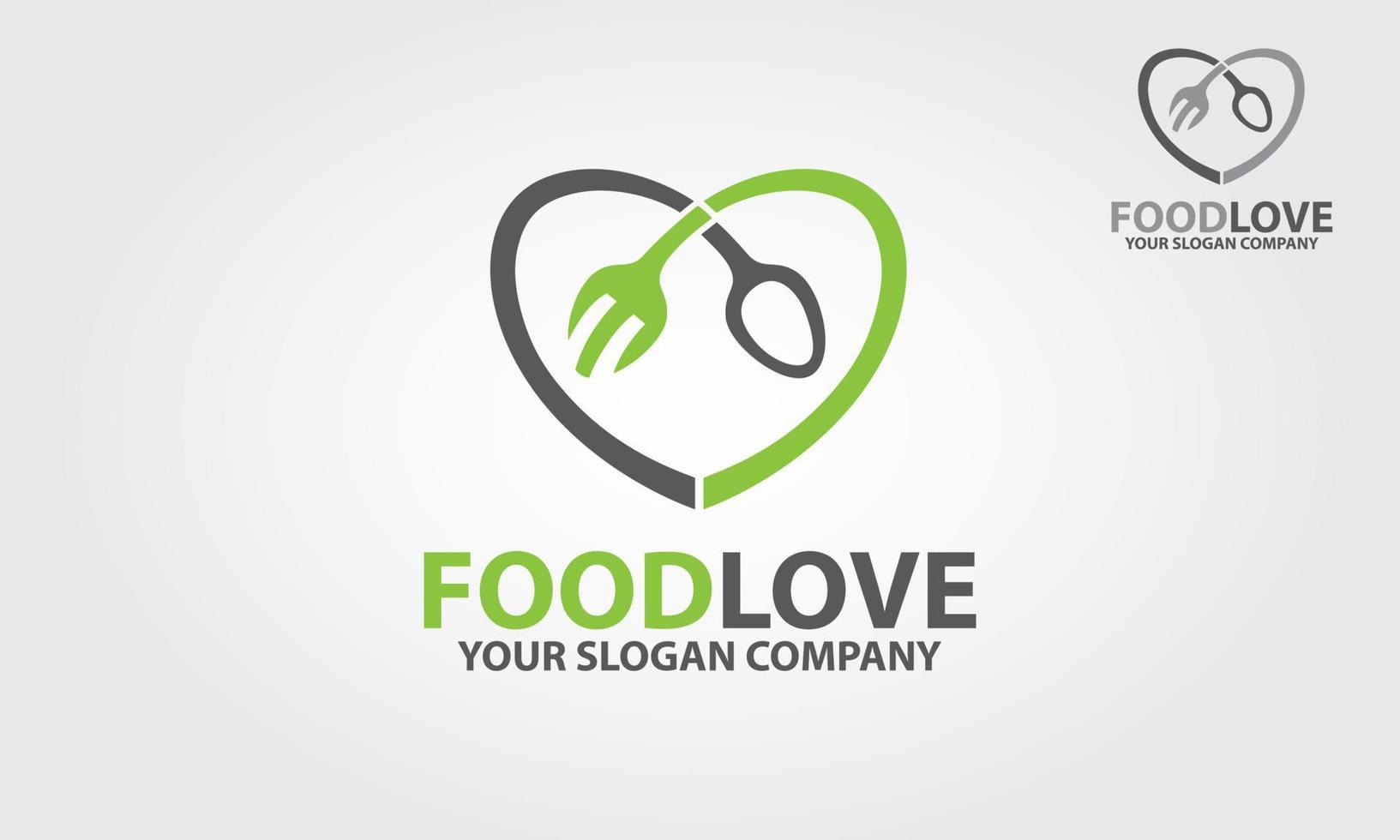 Food love Vector Logo Template. Heart Vector Icon. Vector logo illustration.