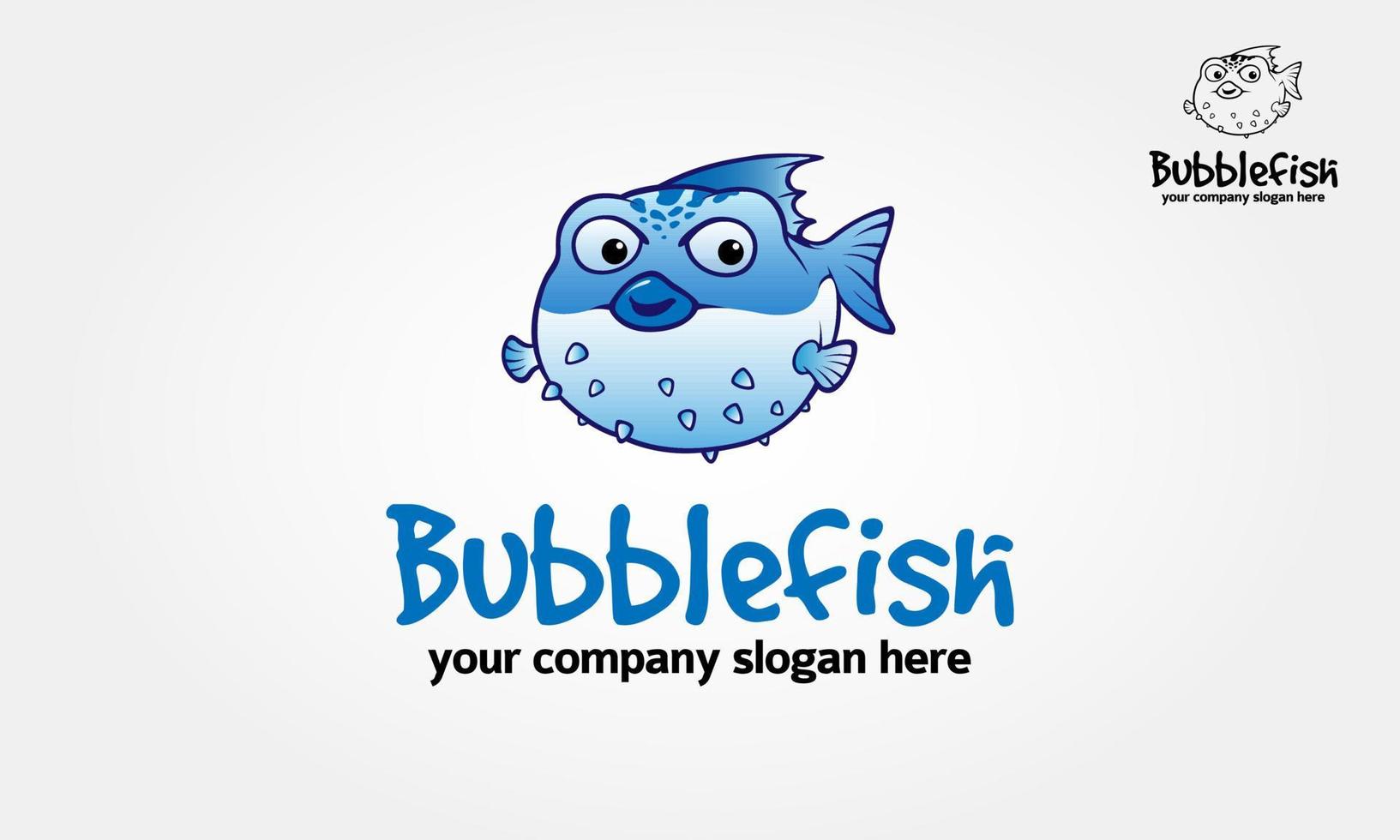 Bubble fish Vector Logo Illustration. Fish Character fill their stomachs with air to make themselves look bigger and less appealing to a predator.