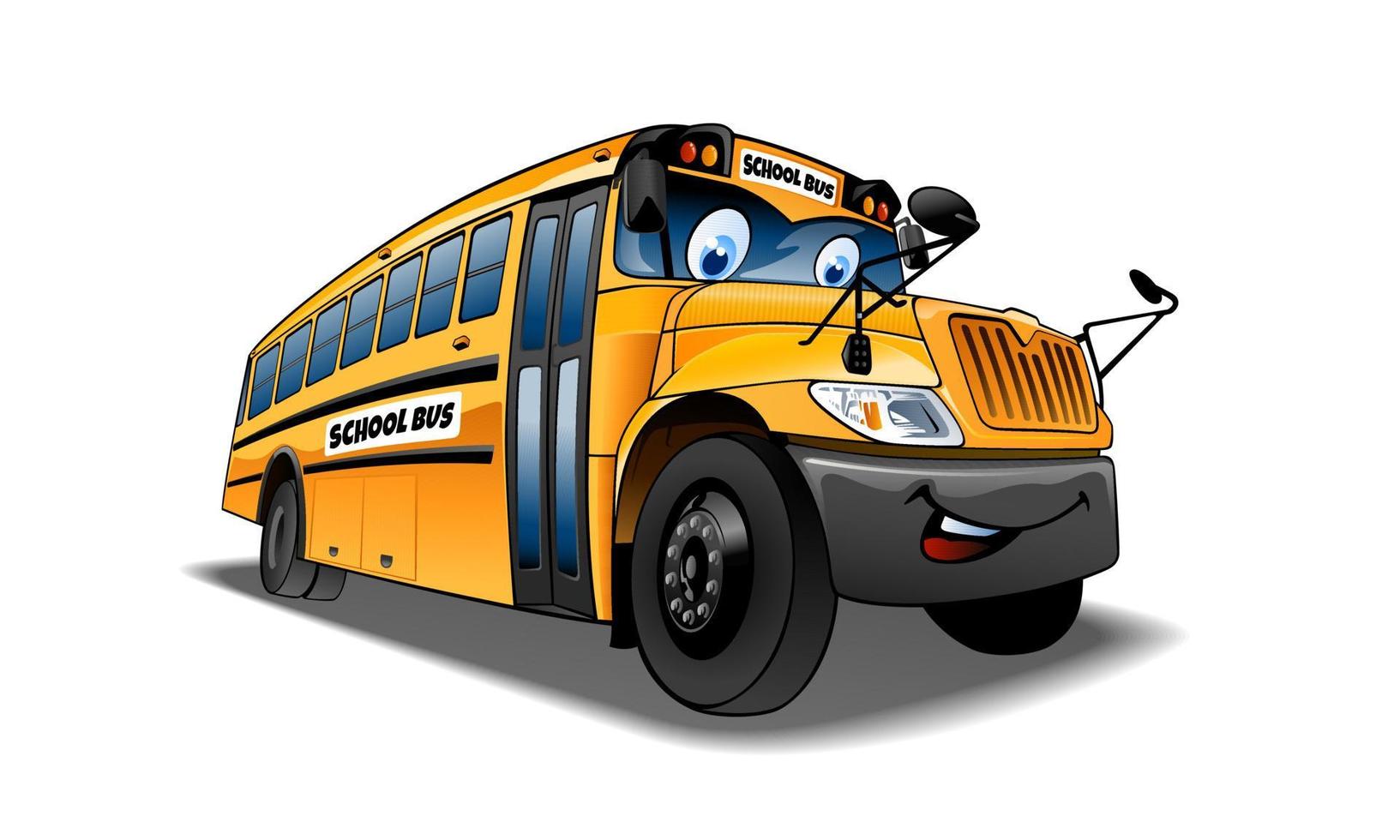 Cartoon and vector isolated character. Vector Illustration of a school bus.