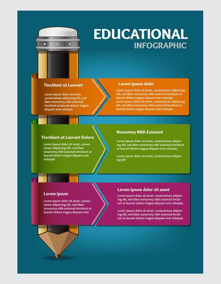 Infographic template with pencil. Vector illustration of education infographic.