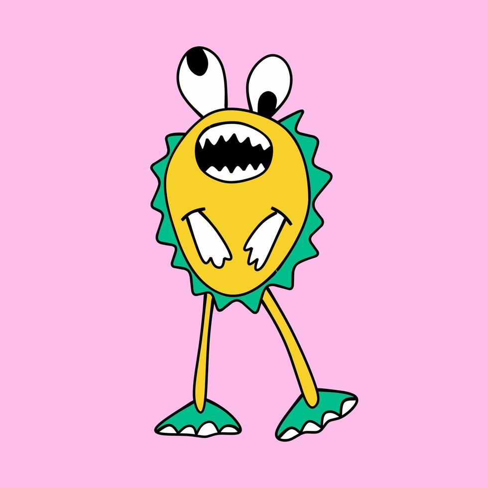 Cute cartoon funny monster isolated vector