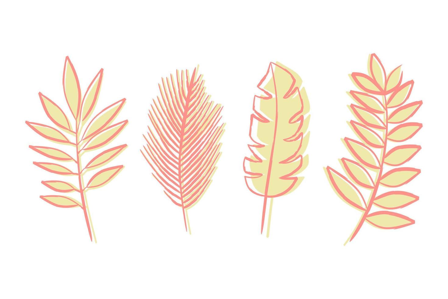 Set of exotic tropical leaves vector