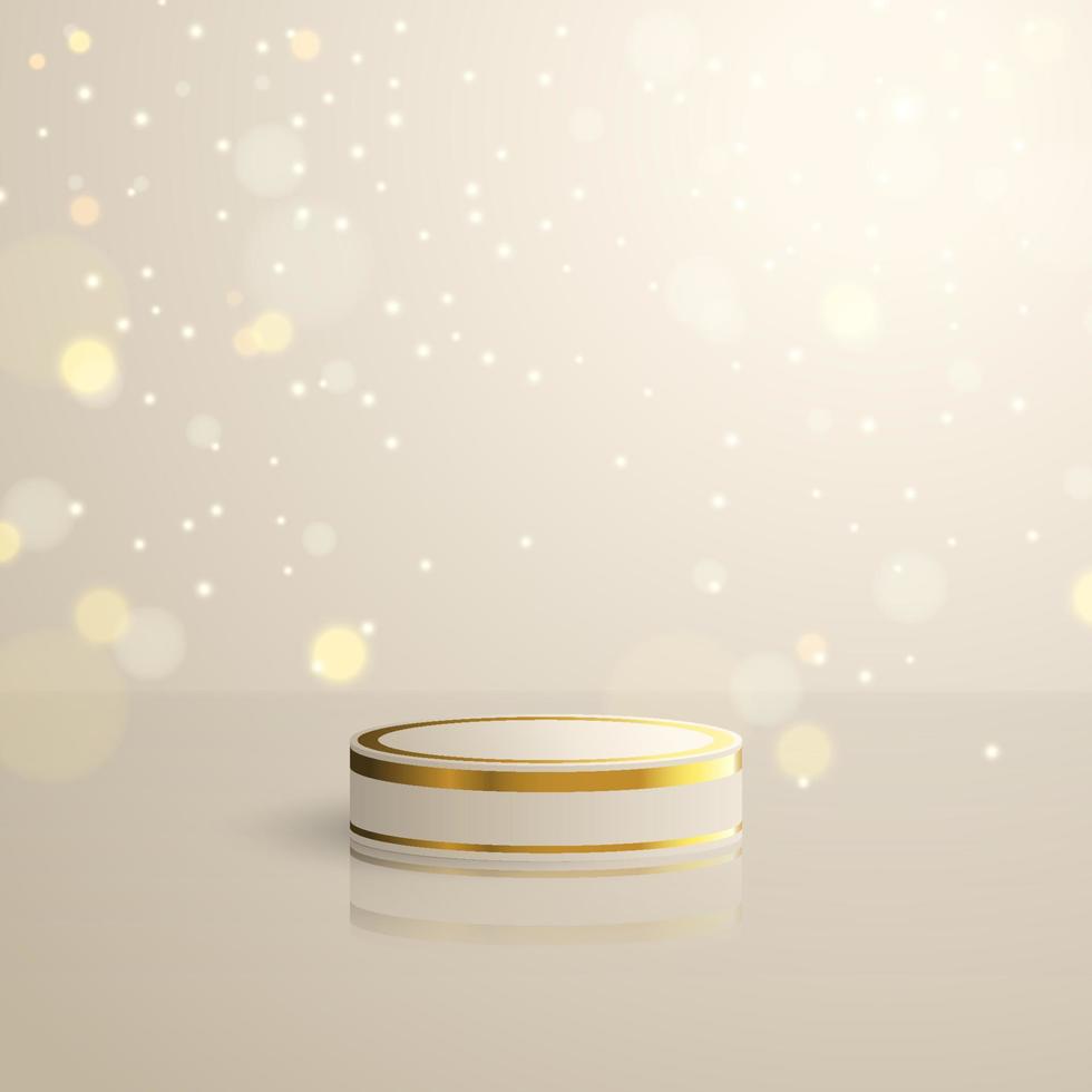 Realistic gold podium with falling particles, perfect for luxury products.Charming product podium vector