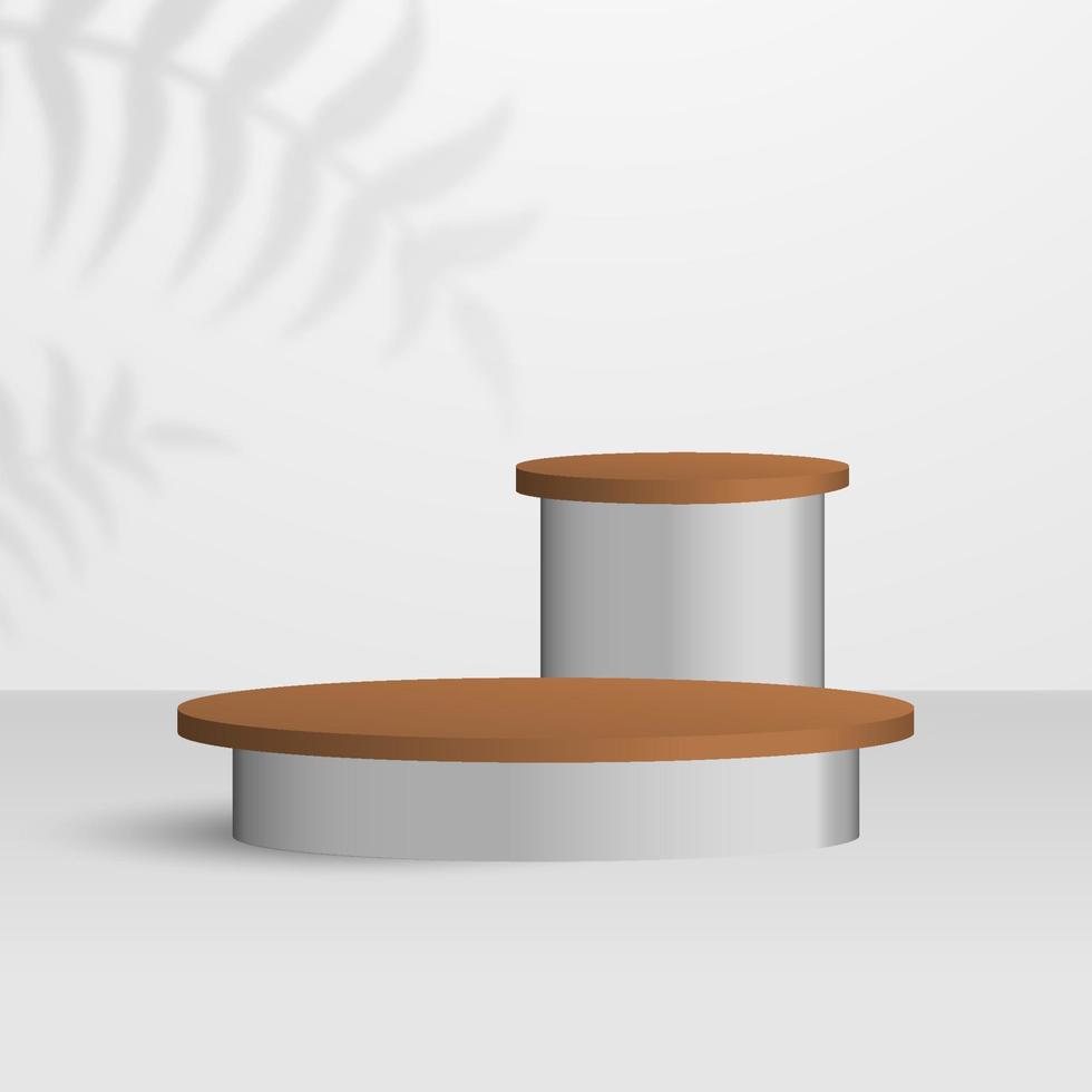 Product podium with two wooden stand on white background good for fashion and cosmetic vector