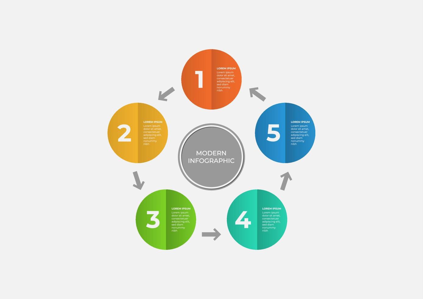 Modern circle chart infographic template with 5 steps. Vector business template for presentation. Creative concept for infographic. Suitable for brochure, workflow, annual report, graph, layouts