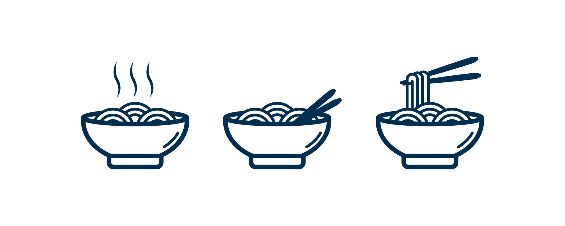 Noodles Icon with Chopsticks. Noodles or Ramen for Logo or Menu