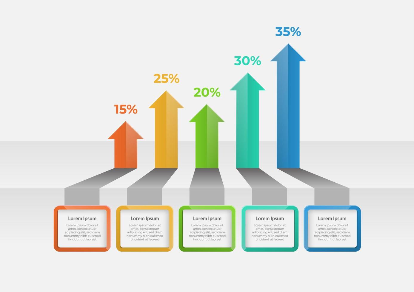 Arrow infographic elements with 5 options. Business template for presentation. Up arrow vector design. Can be used web design, diagram, business information, report