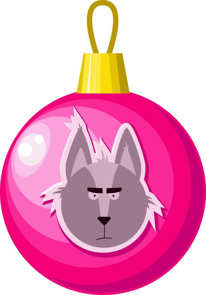 bola rosa de navidad con un patrón de lobo vector