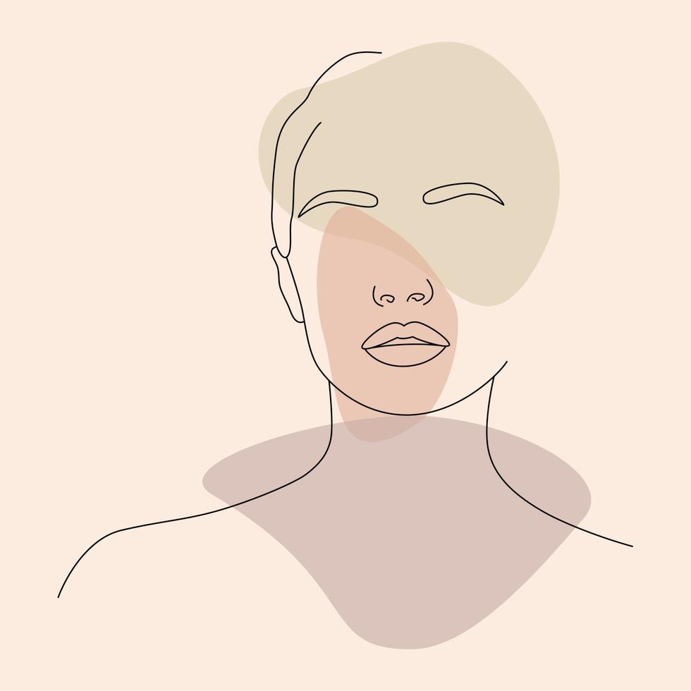 Portrait of a woman. Modern Minimalist female vector linear drawing.