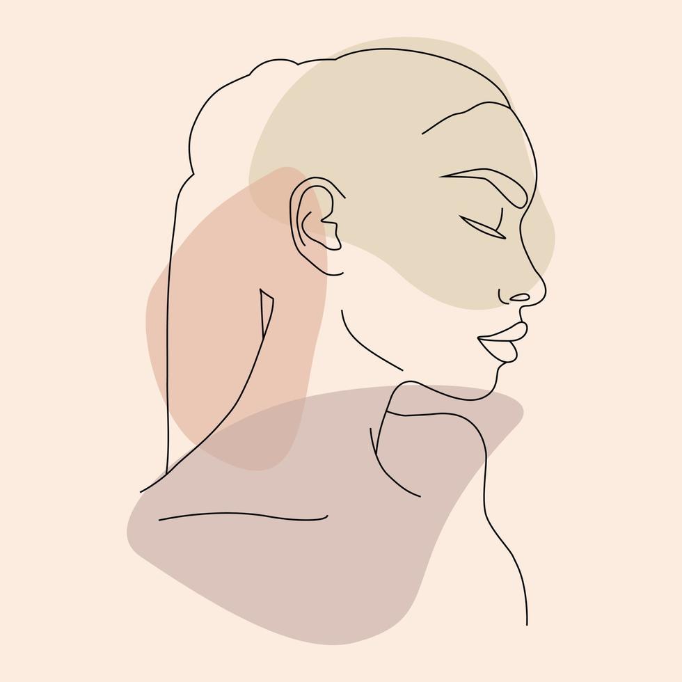 The face is a line. Abstract minimalistic female face icon, logo. Profile. vector