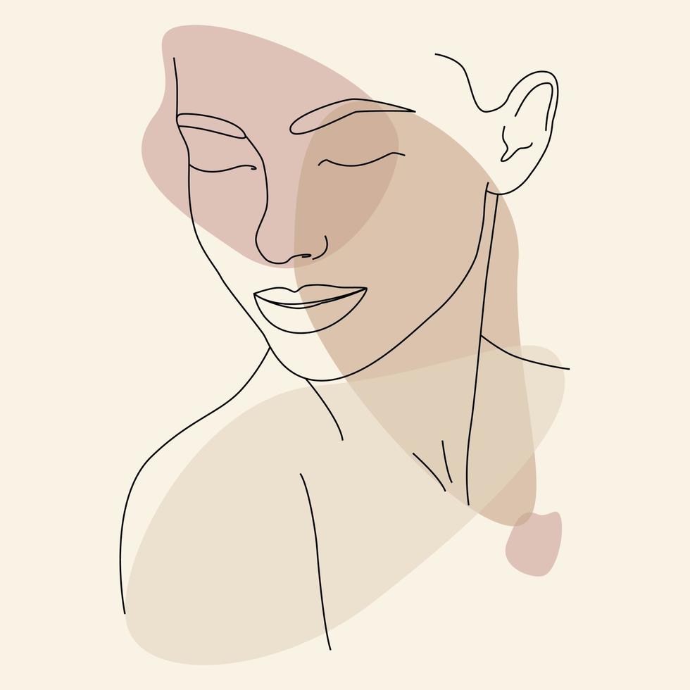 Portrait of a woman. Modern Minimalist female vector linear drawing.