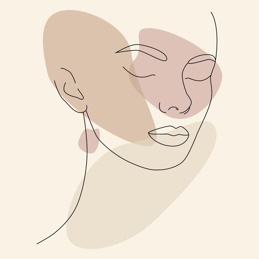 Modern Minimalist female vector linear drawing. A beautiful woman.