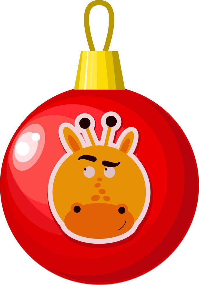 árbol de navidad bola roja con un patrón de jirafa. vector