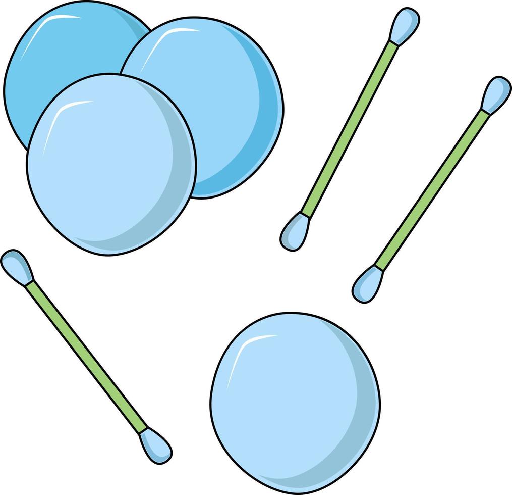 productos médicos y de higiene que absorben hisopos y bastoncillos de algodón. vector