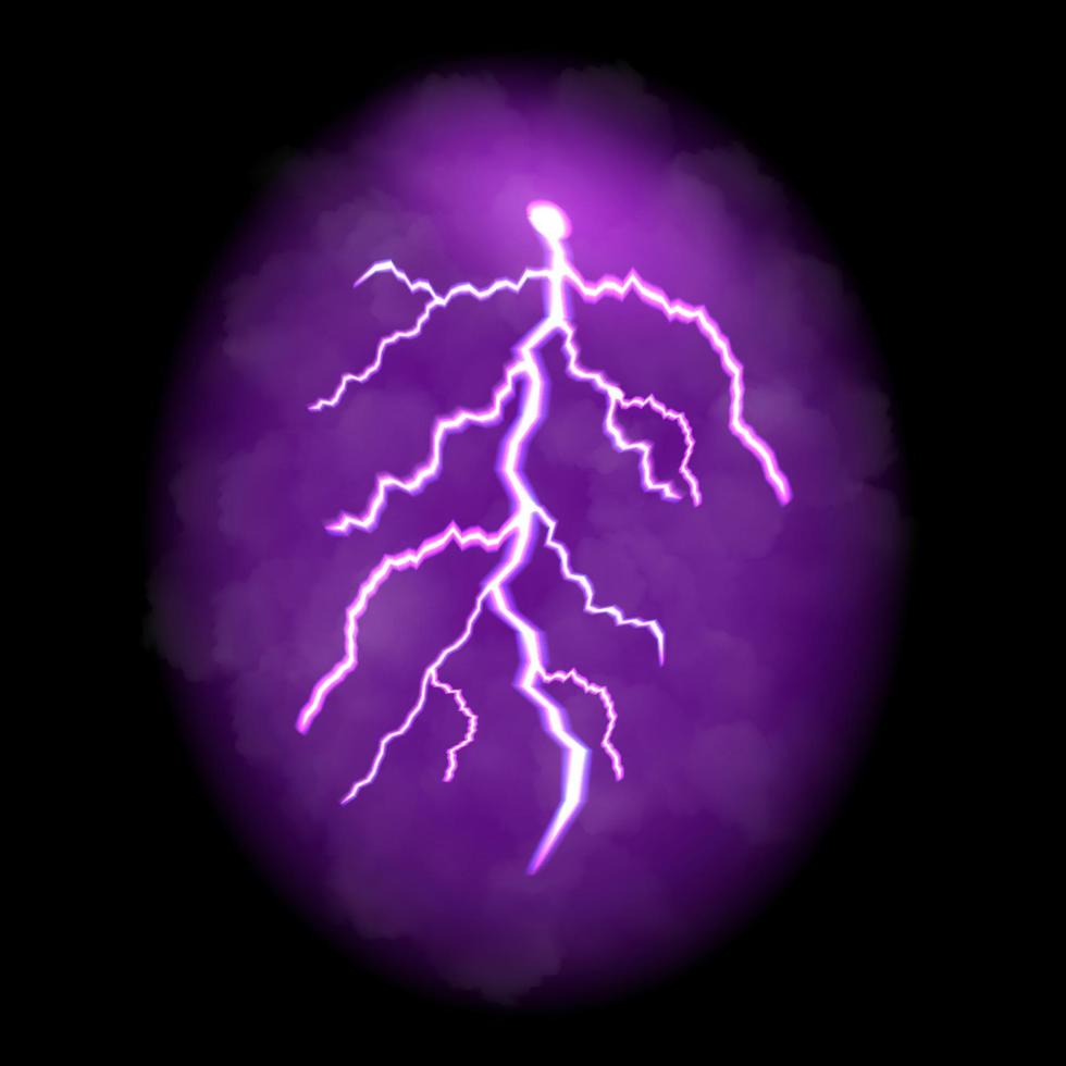 Lightning strike in neon light. vector