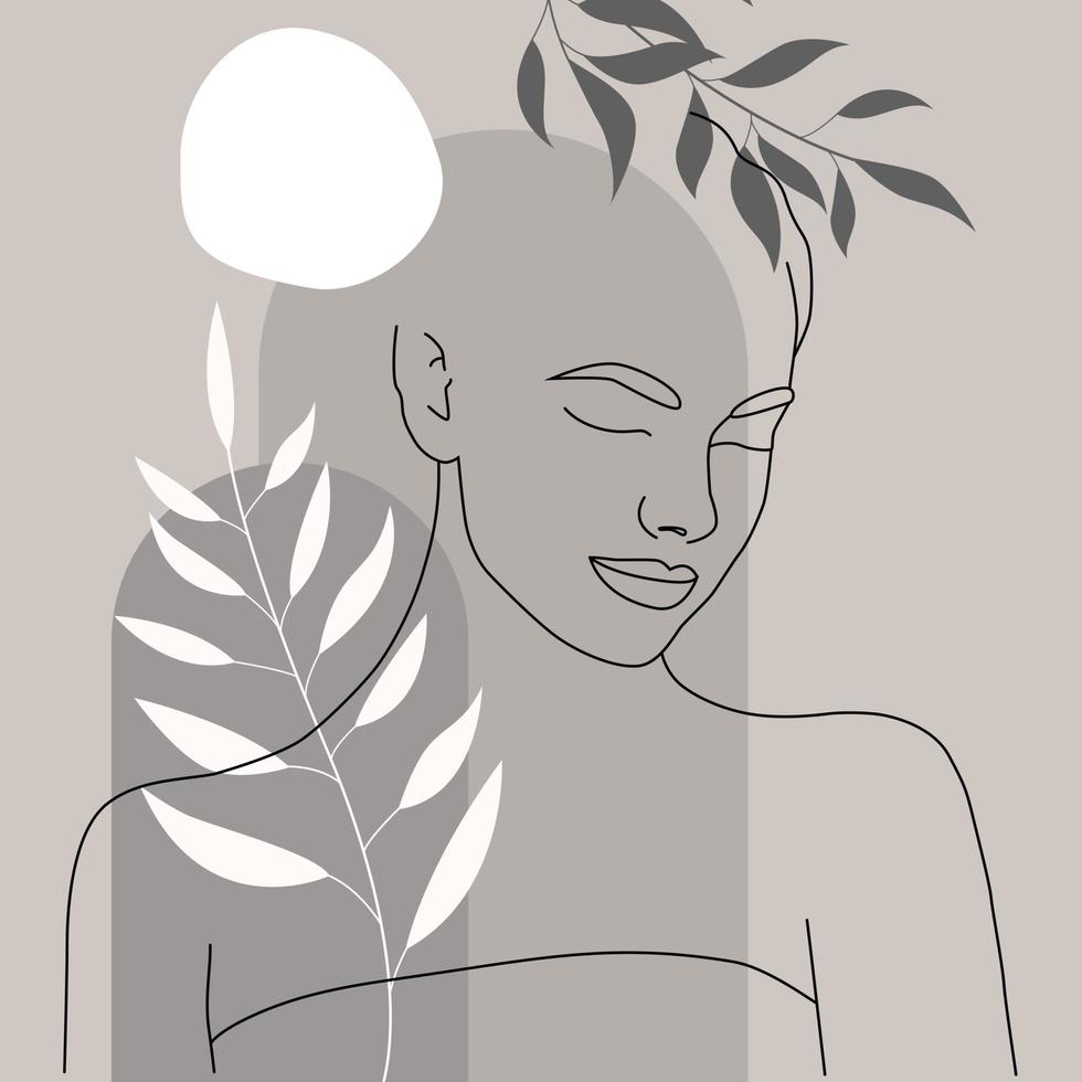 Vector portrait in a minimalist style. Portrait of a woman.