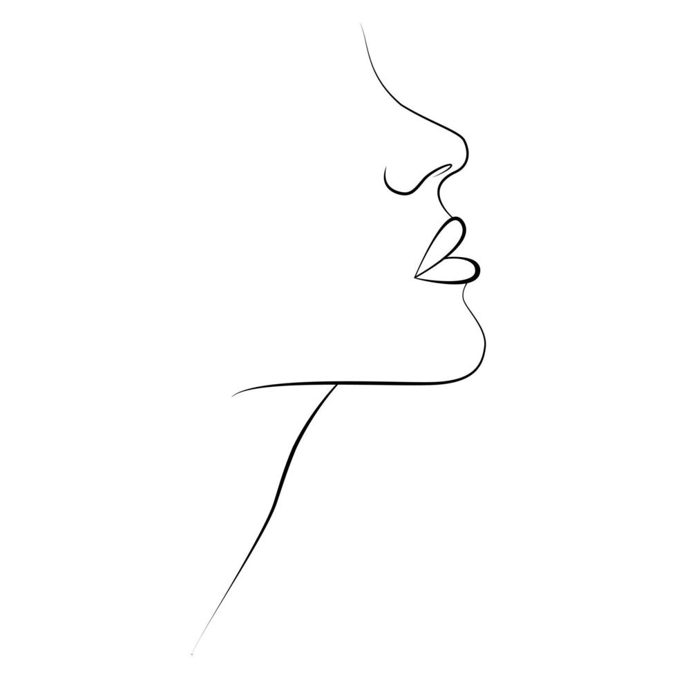 Minimalist portrait of a woman on colored spots. Linear portrait. vector