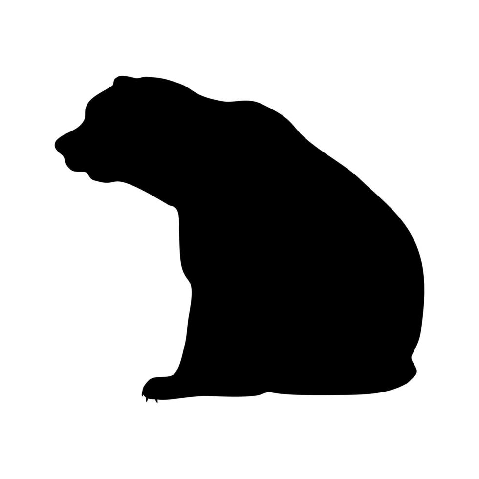 Black silhouette of a bear on a white background. vector