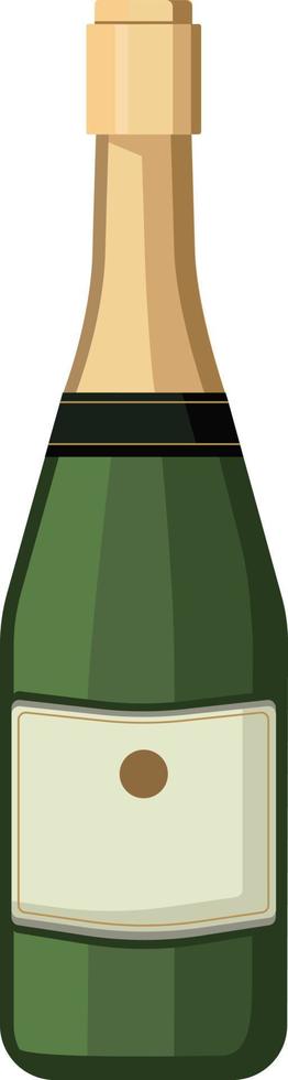 Vector champagne bottle on a white background.