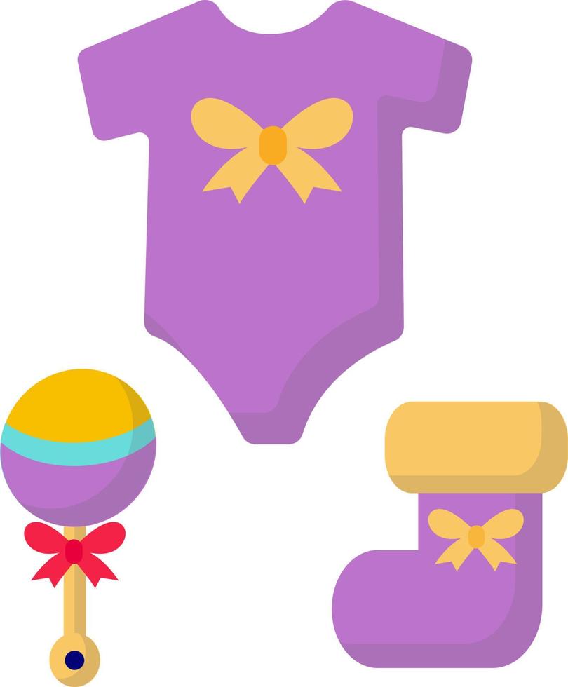 Cute children toy, rattle, socks and bodysuit. vector