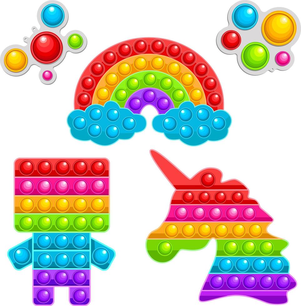 A set of six fashionable sensory toys. vector