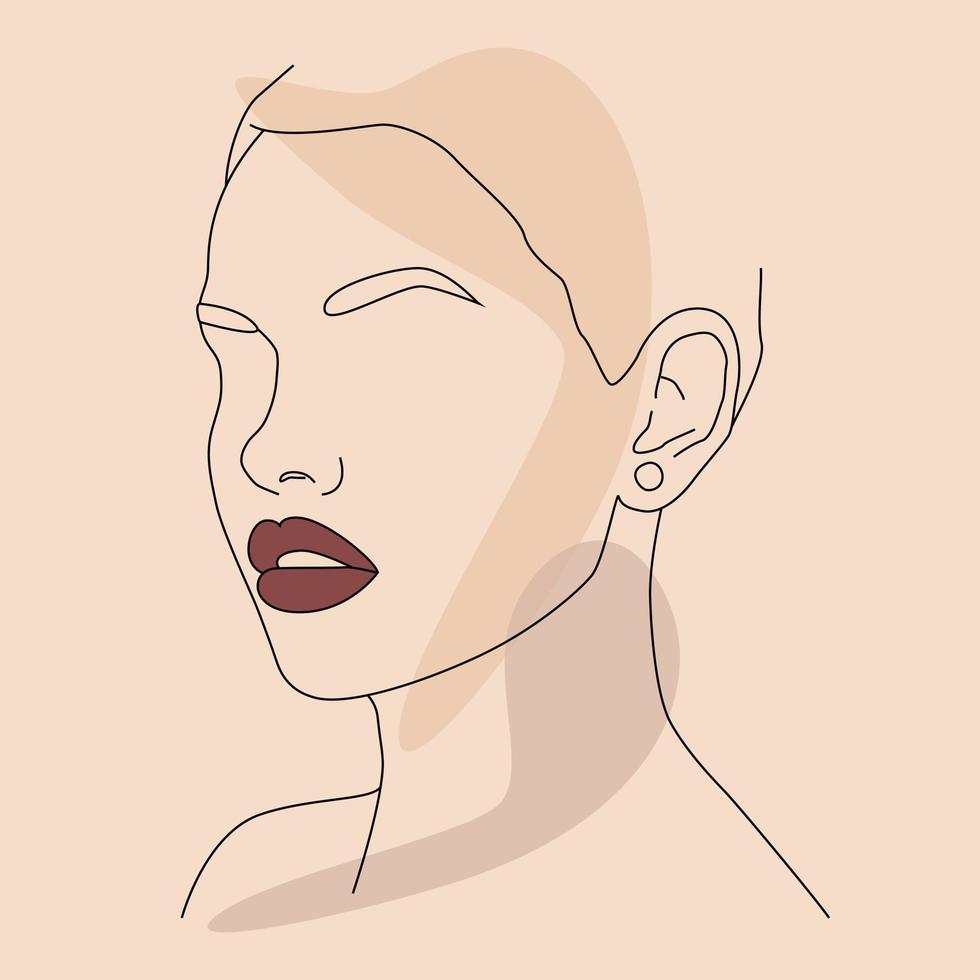 retrato vectorial en un estilo minimalista. retrato de una mujer. vector