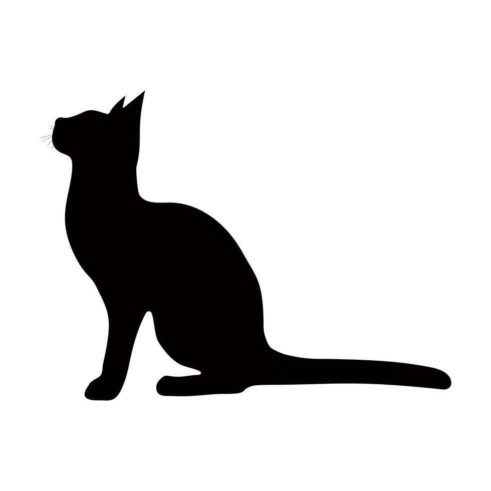 Black silhouette of a cat on a white background. vector