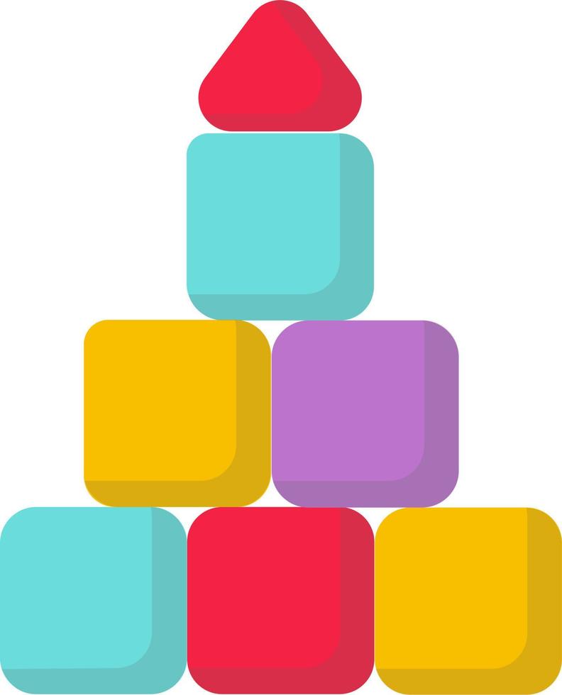 Cute childrens toy, a pyramid of cubes. Child development. vector