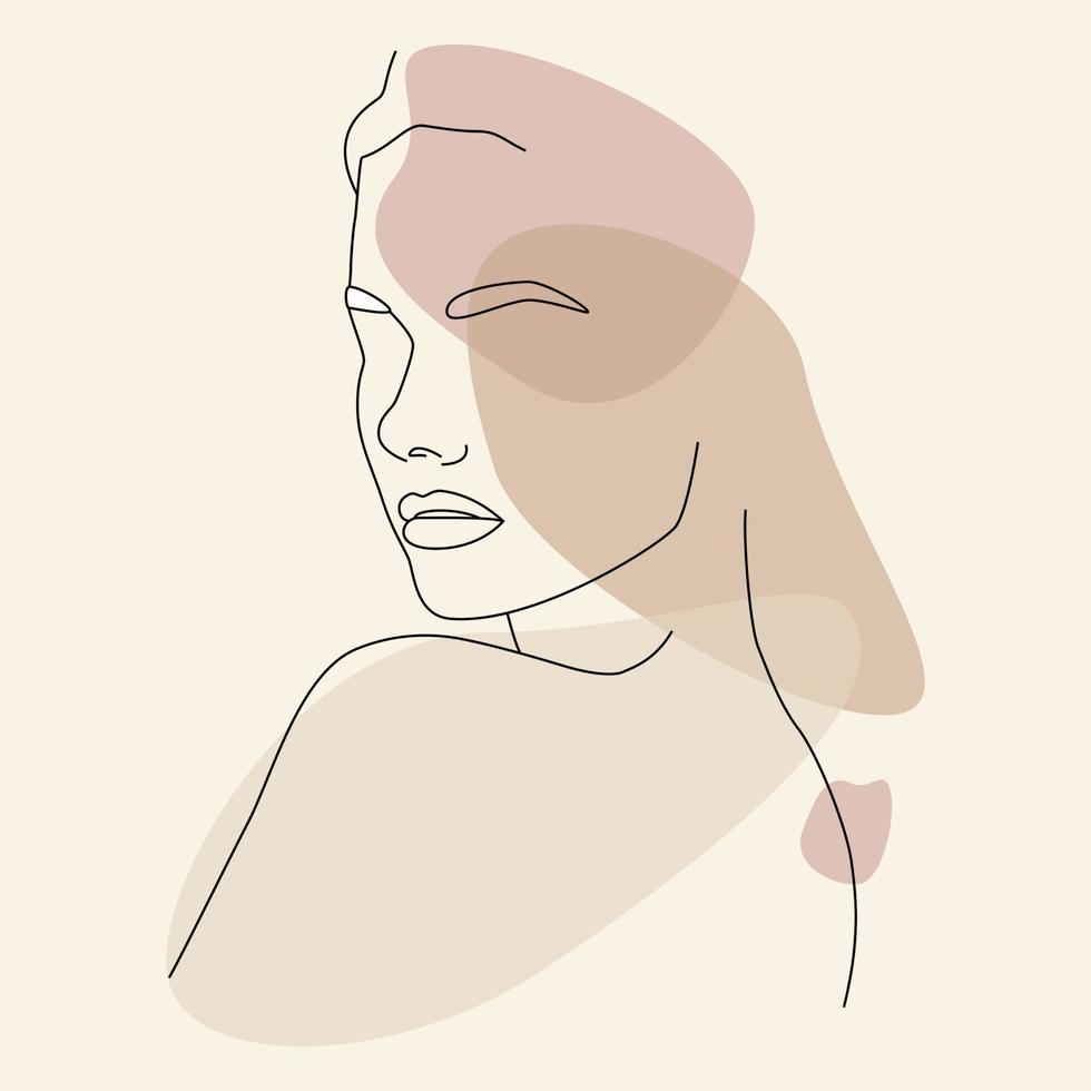 Woman. Portrait. Abstract drawing of a single line. vector